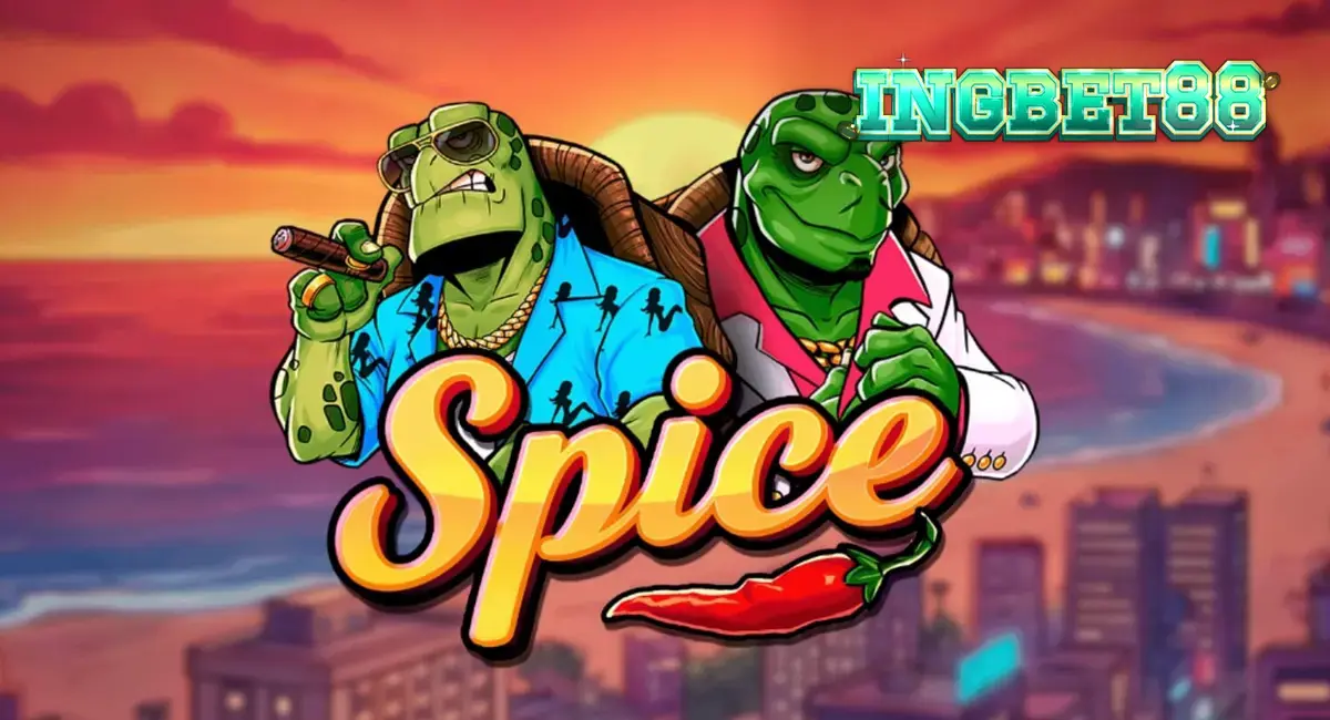Tampilan visual neon dan karakter kura-kura pada slot Spice