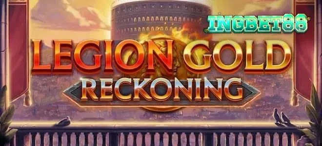 Prajurit legiun dalam latar belakang medan perang epik di slot Legion Gold Reckoning